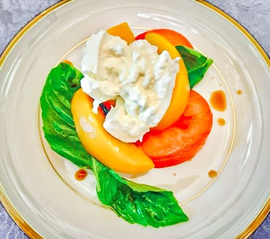 peach burrata caprese