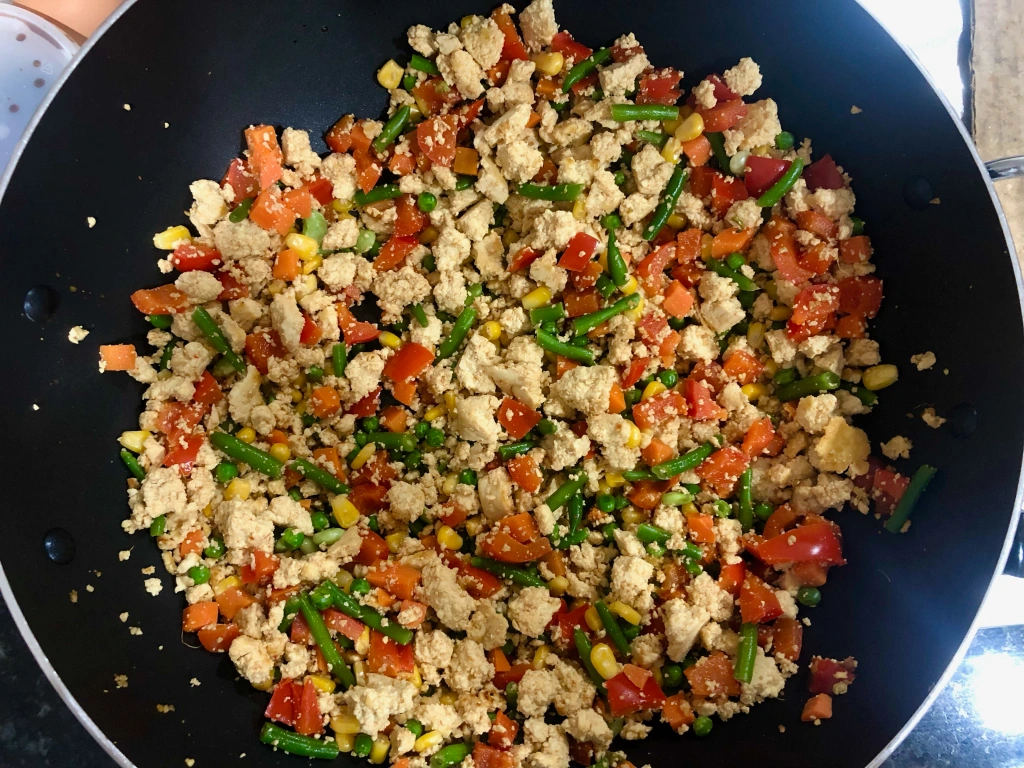 fried rice in progress