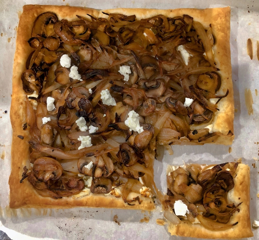 caramelized onion goat cheese galette baked